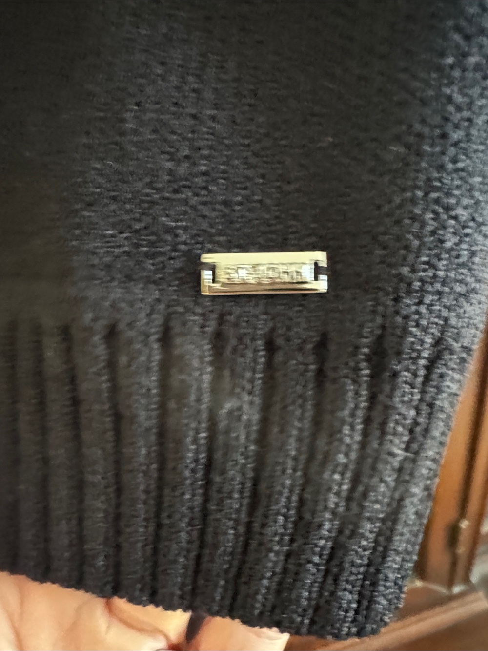 St. John Black Zip-Front Cardigan with Cream Embroidery - Picture 4 of 5